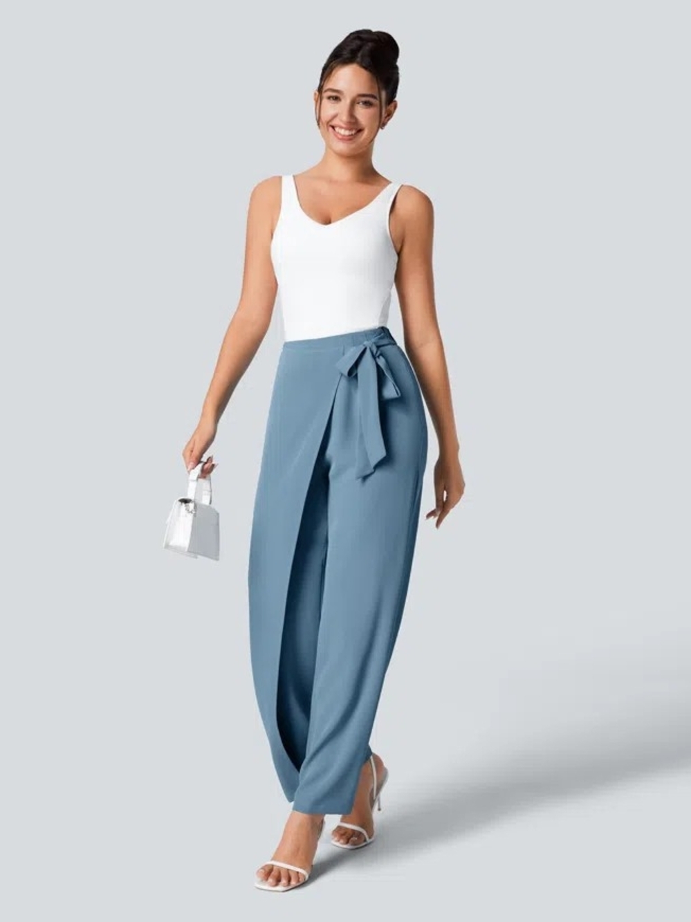 HALARA Wrap-Front Wide-Leg Pants Size MP New With Tags